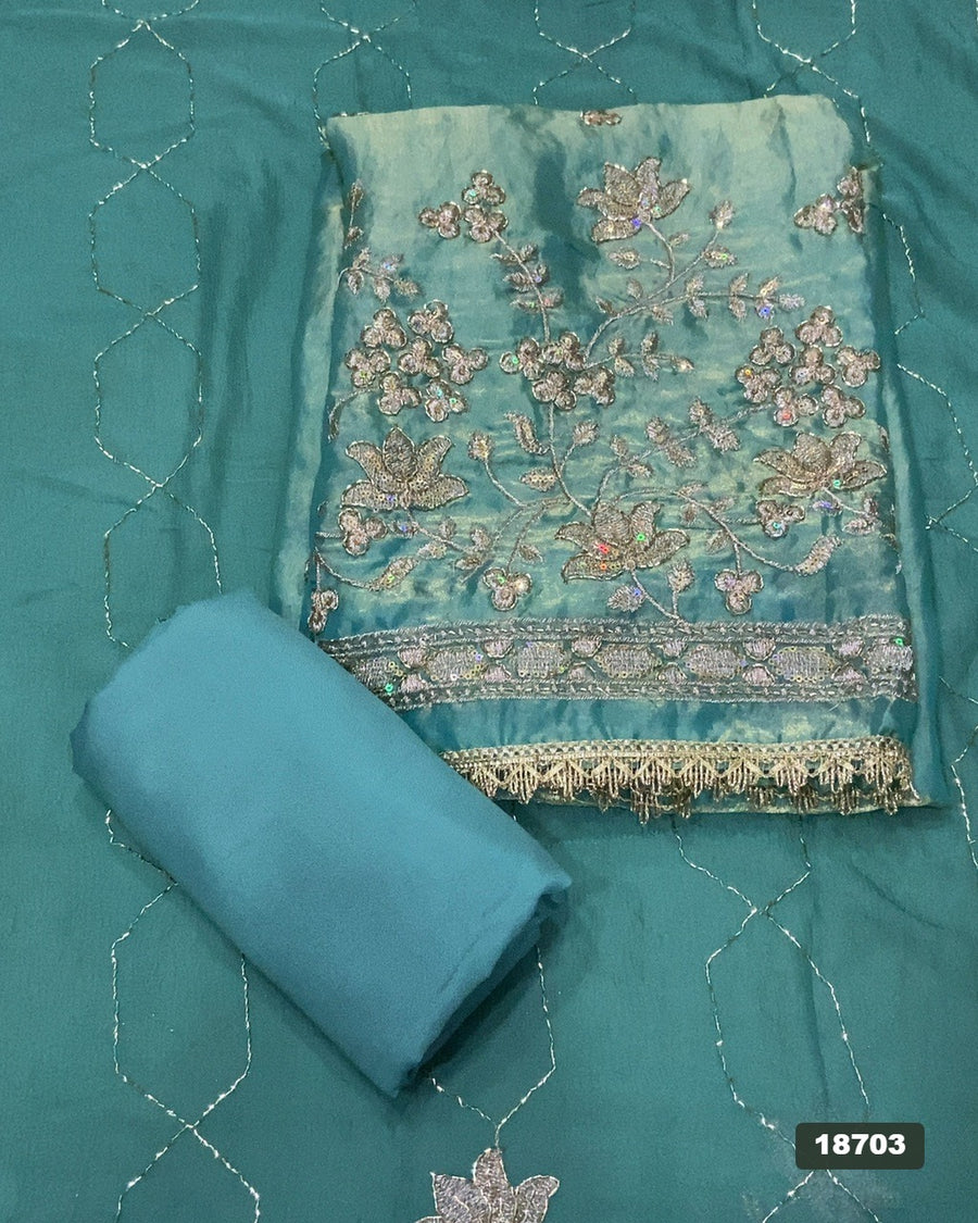 Silk Embroidery Suit Set
