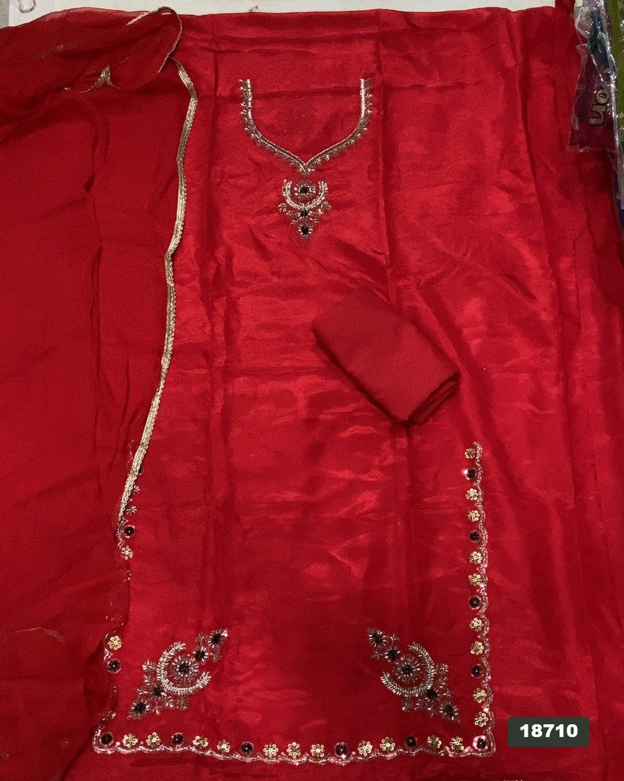 Glass Organza Silk Embroidery Suit Set