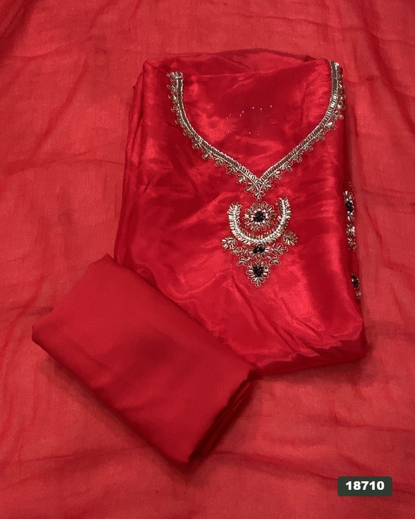 Glass Organza Silk Embroidery Suit Set