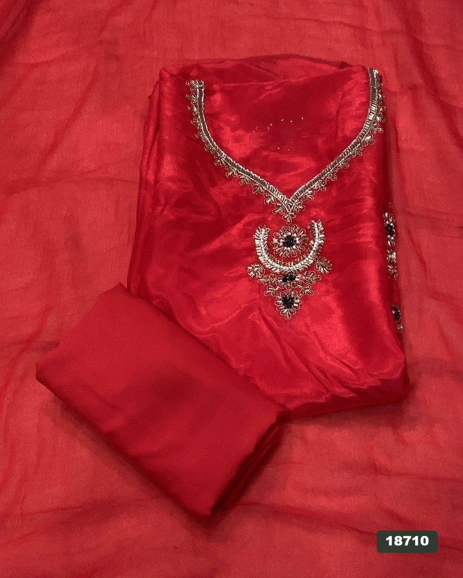 Glass Organza Silk Embroidery Suit Set