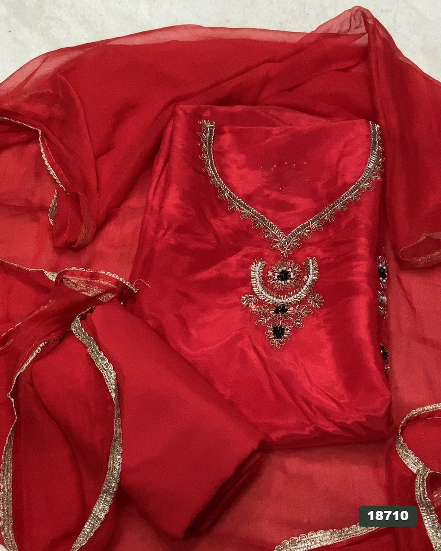 Glass Organza Silk Embroidery Suit Set