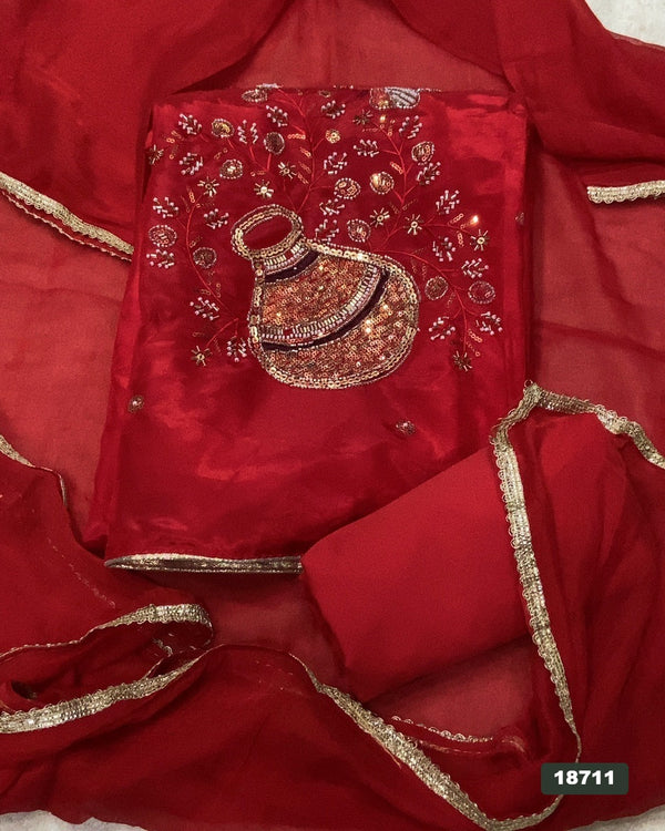 Glass Organza Silk Embroidery Suit Set