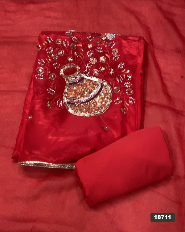 Glass Organza Silk Embroidery Suit Set
