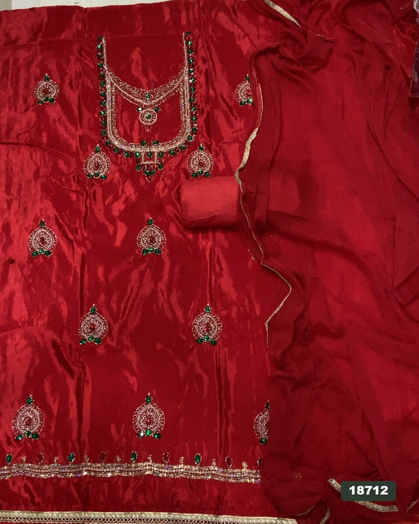 Glass Organza Silk Embroidery Suit Set