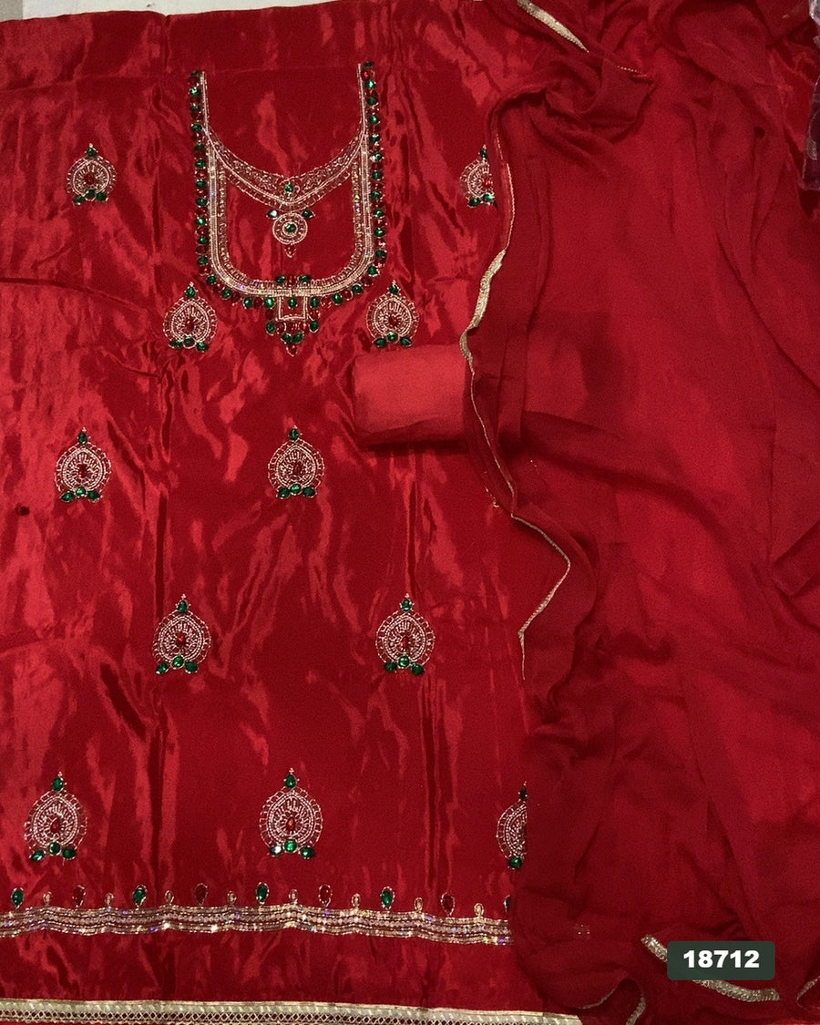 Glass Organza Silk Embroidery Suit Set