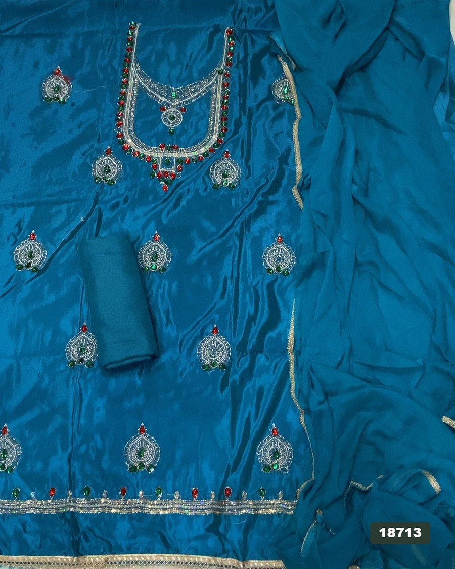 Glass Organza Silk Embroidery Suit Set
