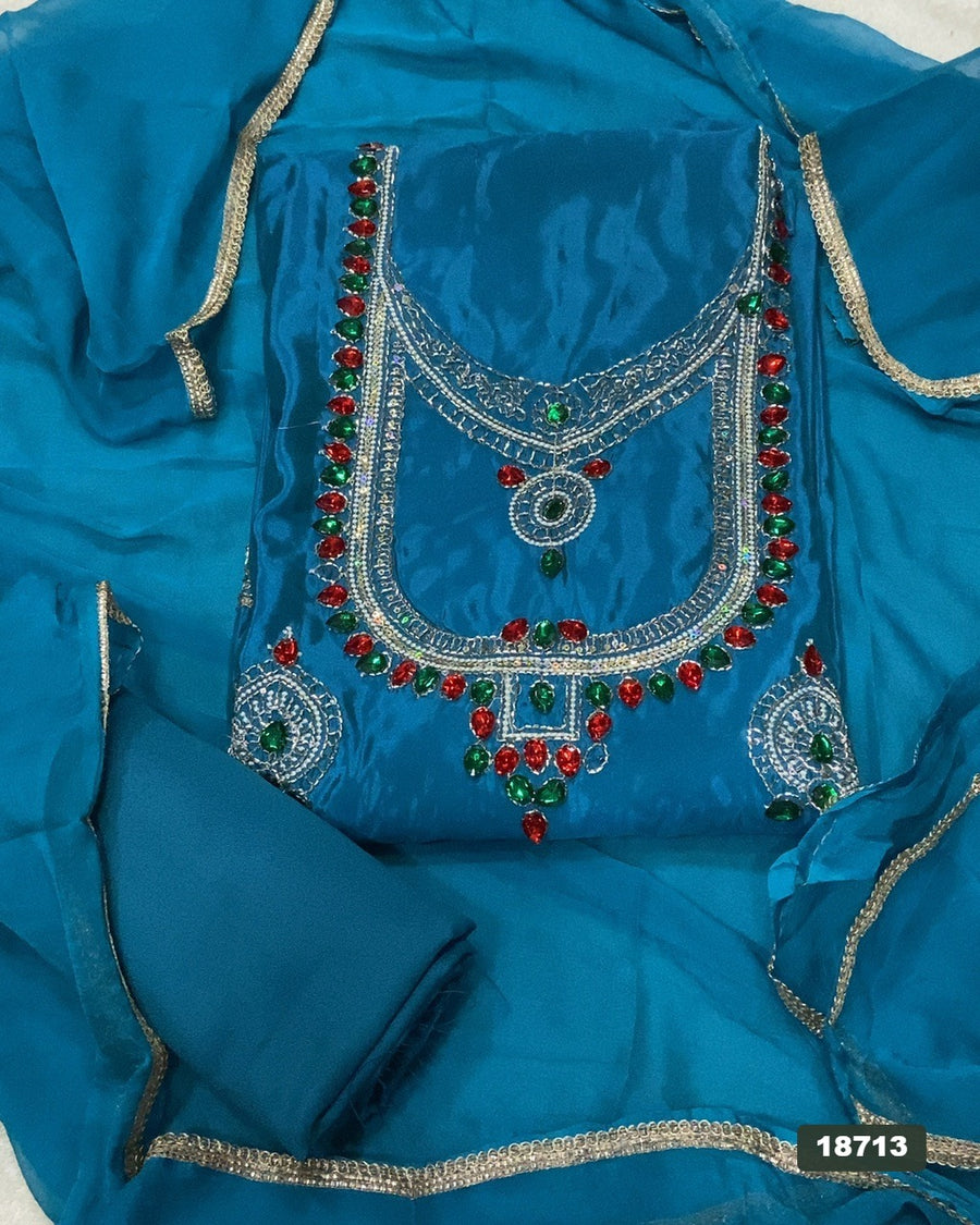 Glass Organza Silk Embroidery Suit Set