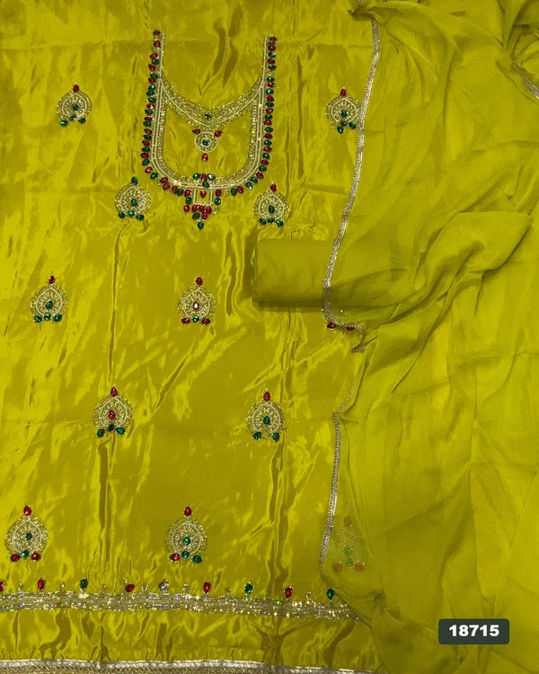 Glass Organza Silk Embroidery Suit Set