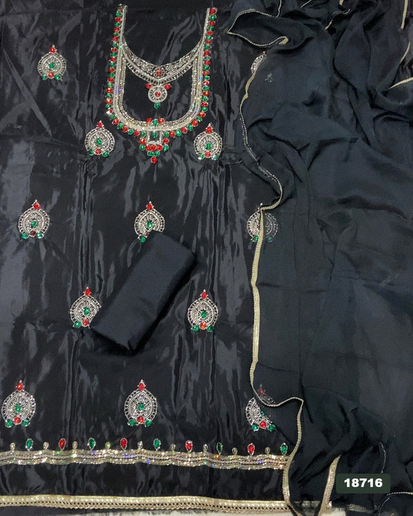 Glass Organza Silk Embroidery Suit Set