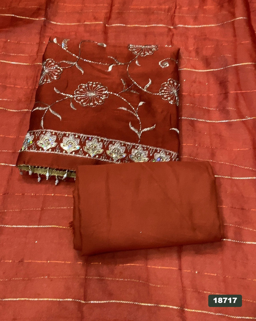 Crush Silk Embroidery Suit Set