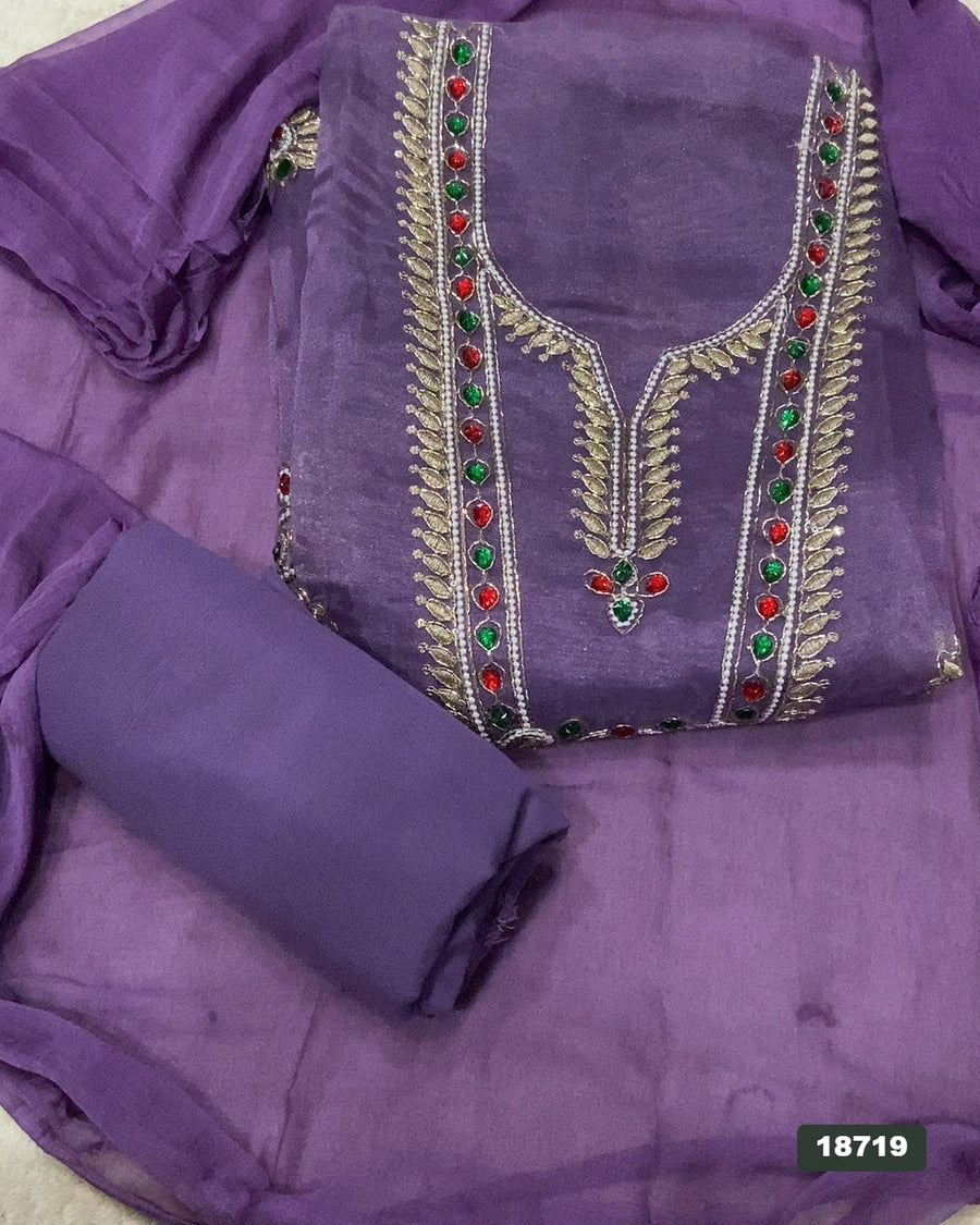 Shimmer Silk Embroidery Suit Set
