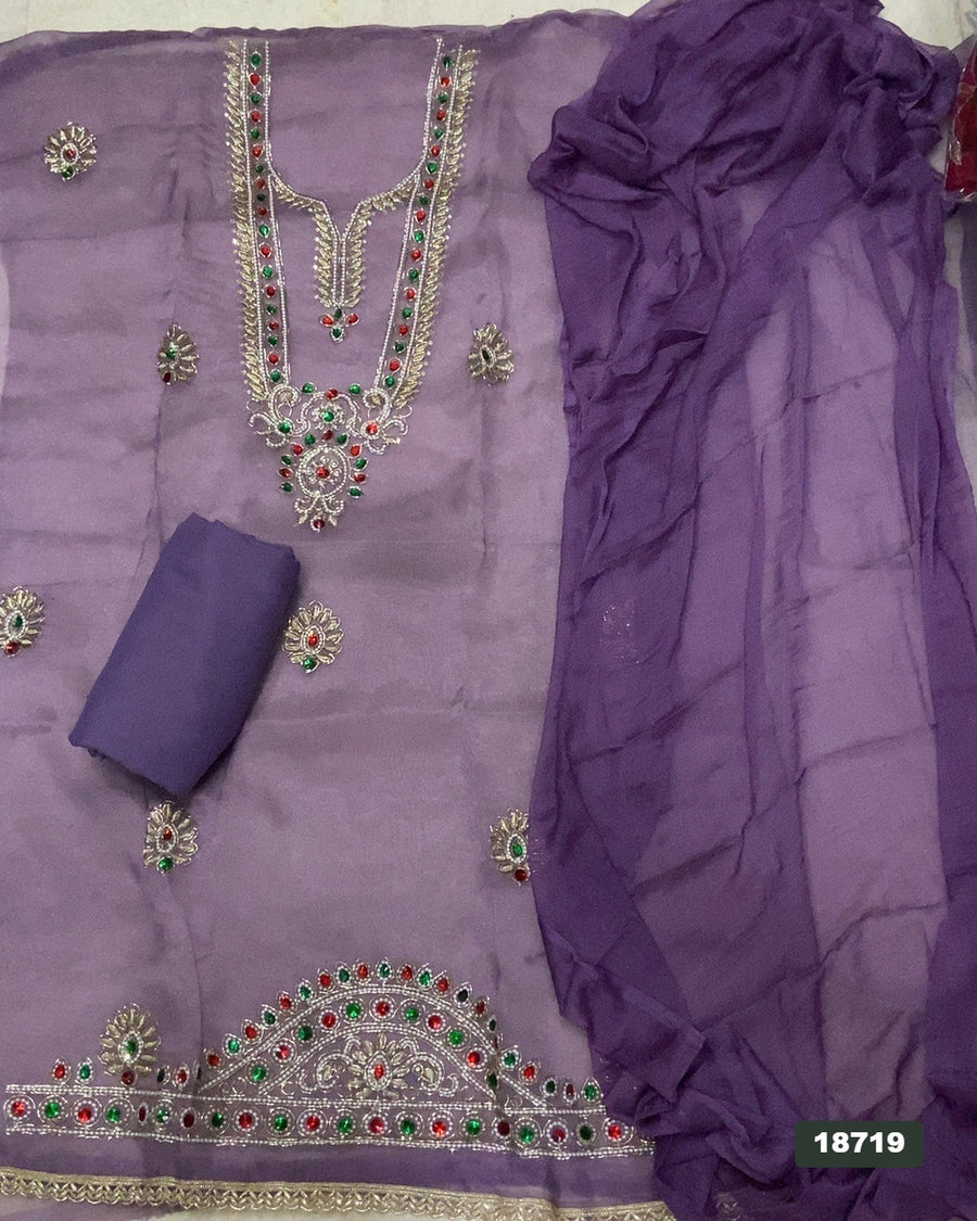 Shimmer Silk Embroidery Suit Set