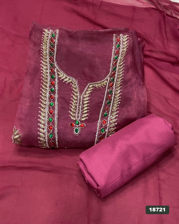 Shimmer Silk Embroidery Suit Set