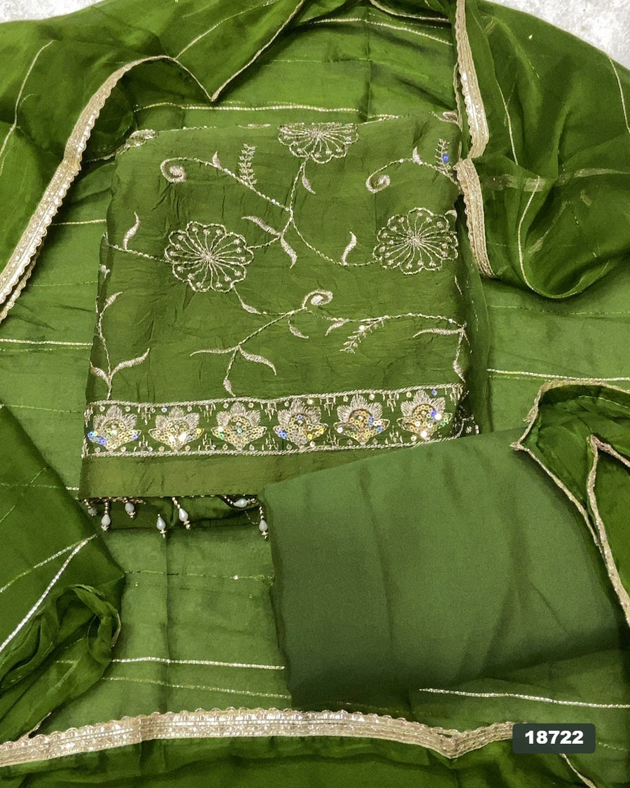 Crush Silk Embroidery Suit Set