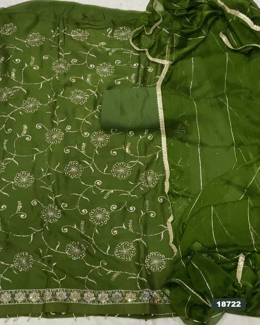 Crush Silk Embroidery Suit Set