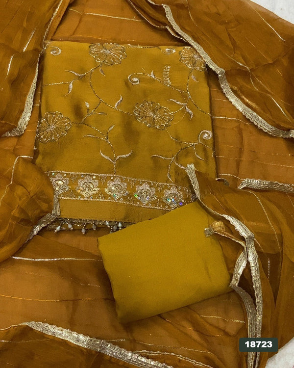 Crush Silk Embroidery Suit Set