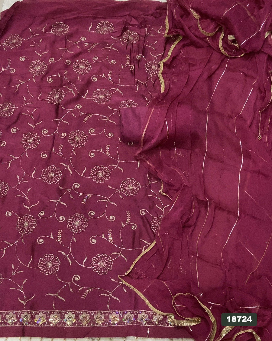 Crush Silk Embroidery Suit Set