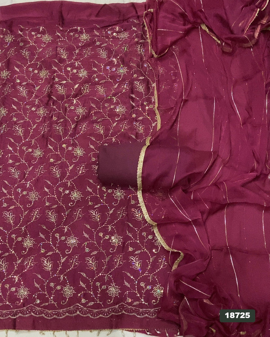 Crush Silk Embroidery Suit Set