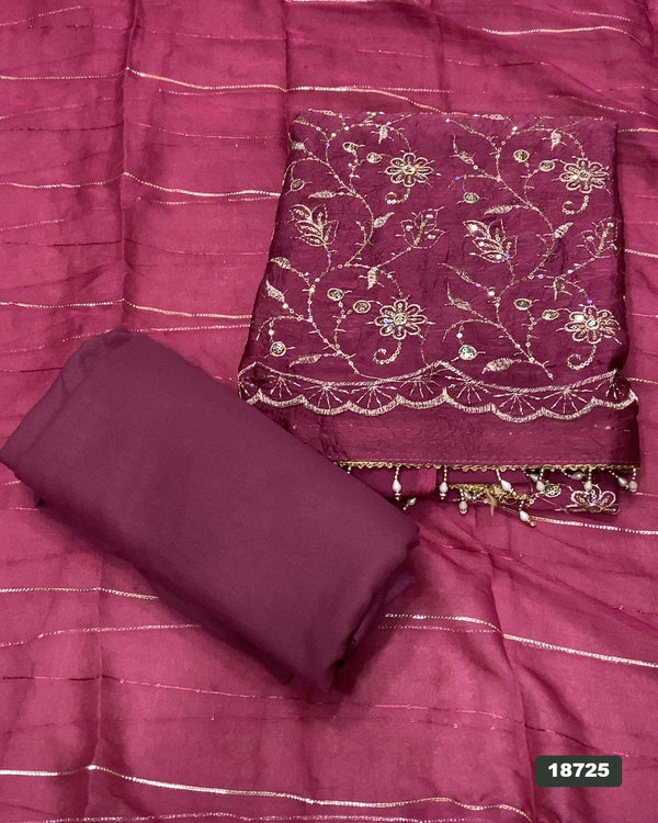 Crush Silk Embroidery Suit Set