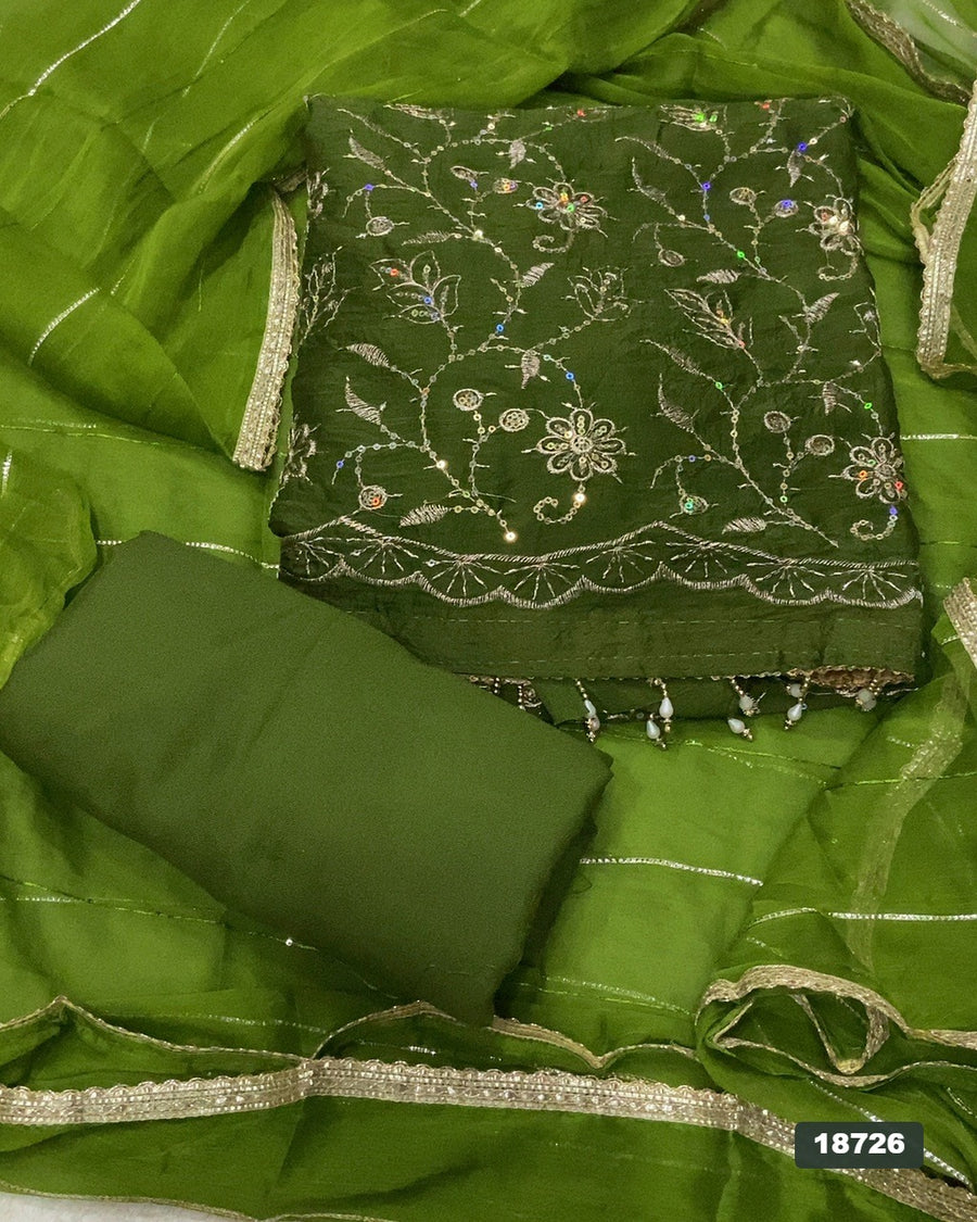 Crush Silk Embroidery Suit Set