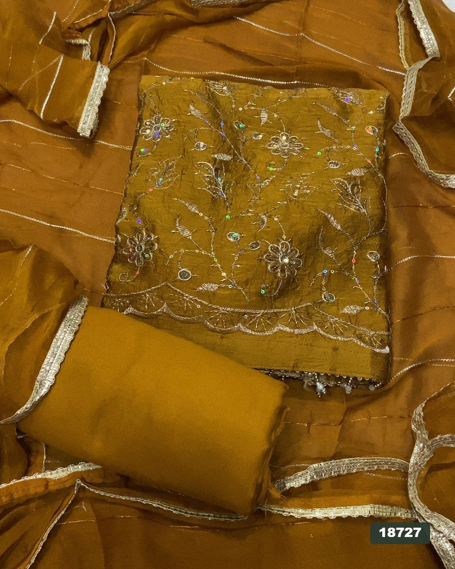 Crush Silk Embroidery Suit Set