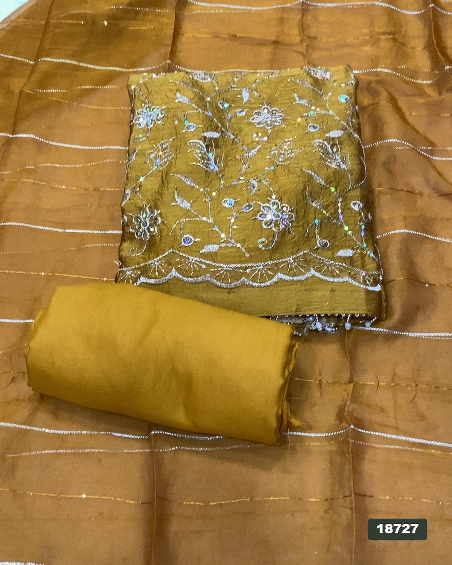 Crush Silk Embroidery Suit Set