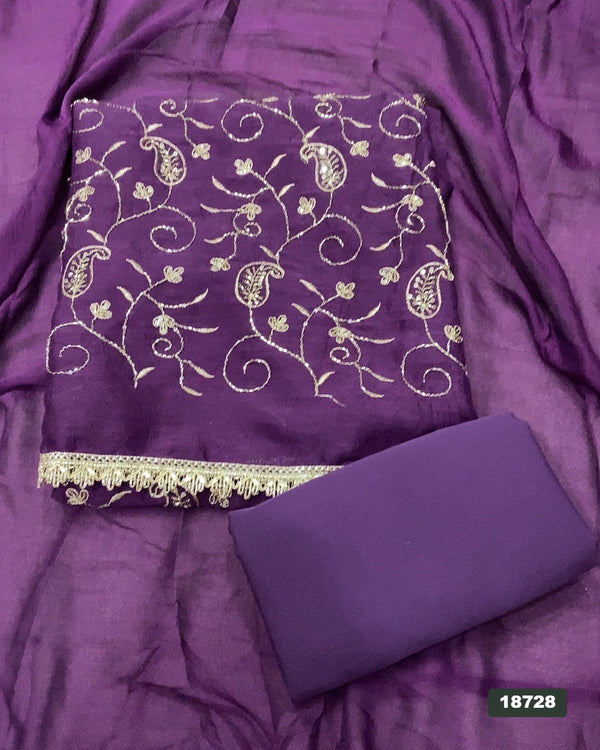 Crush Silk Embroidery Suit Set