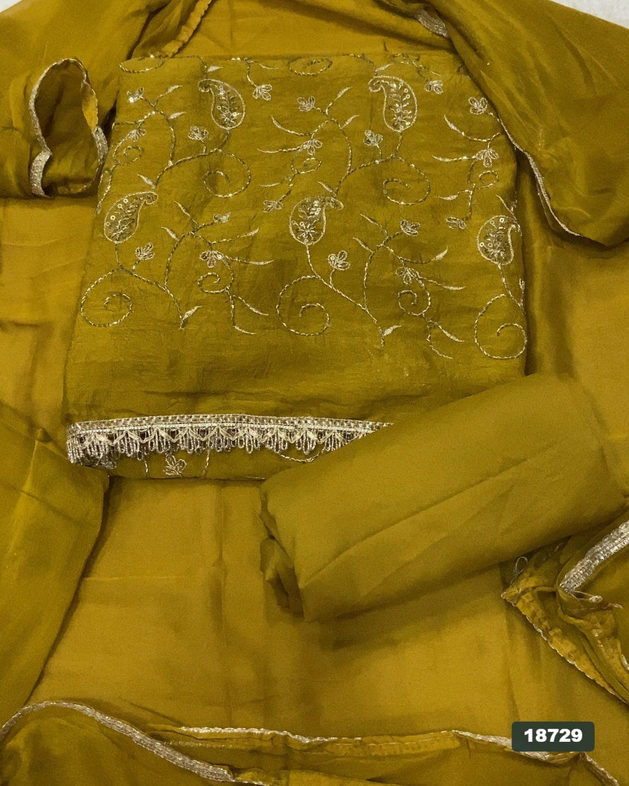 Crush Silk Embroidery Suit Set