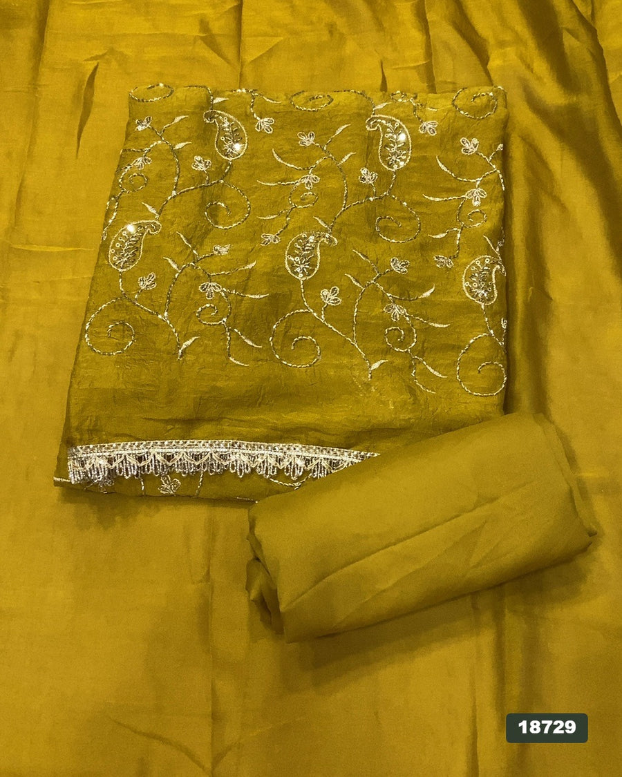 Crush Silk Embroidery Suit Set