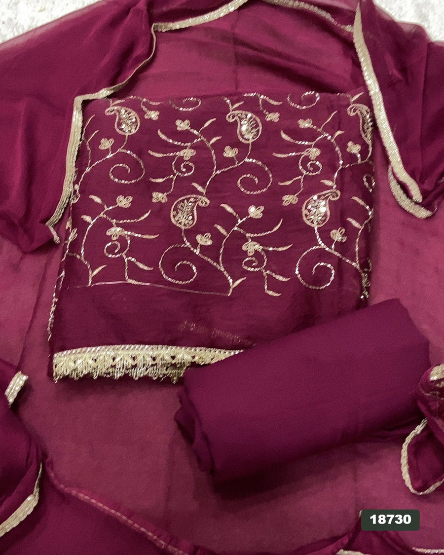 Crush Silk Embroidery Suit Set