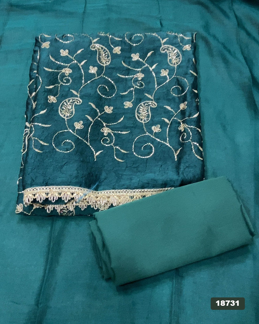 Crush Silk Embroidery Suit Set