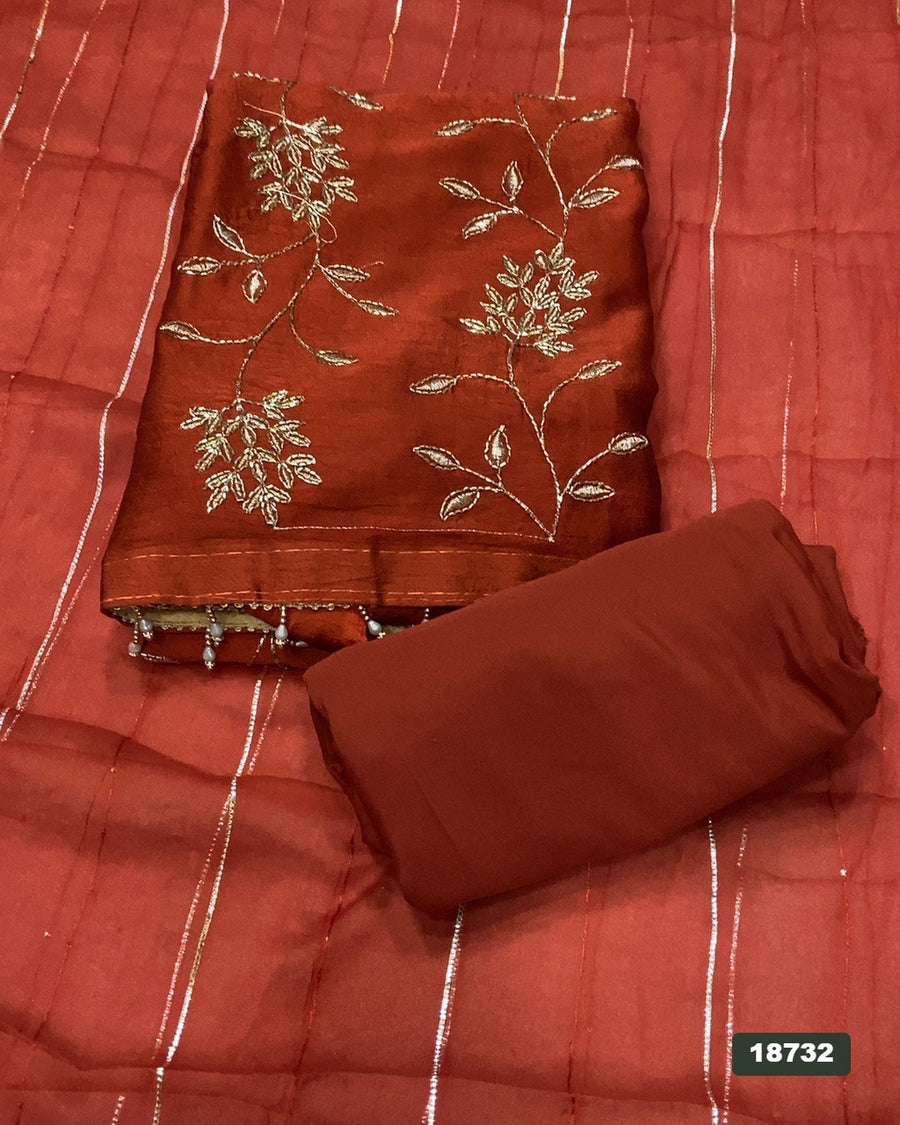 Crush Silk Embroidery Suit Set