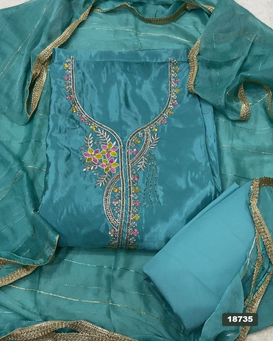 Silk Embroidery Suit Set