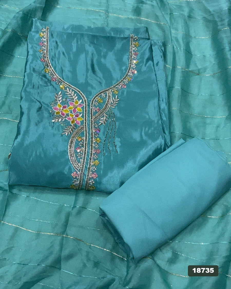 Silk Embroidery Suit Set