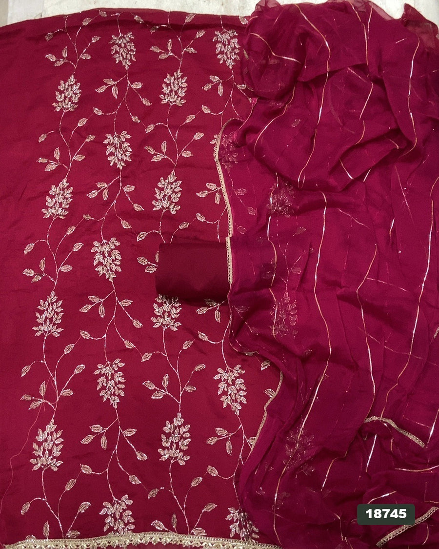 Silk Embroidery Suit Set