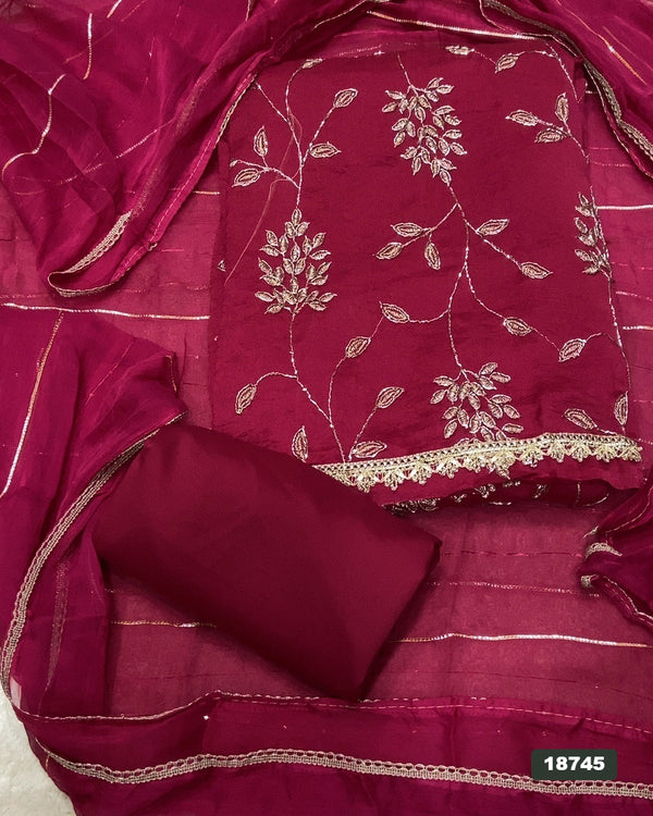 Silk Embroidery Suit Set