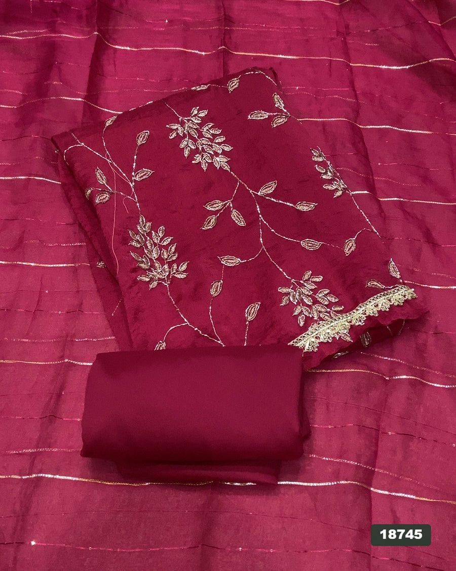 Silk Embroidery Suit Set