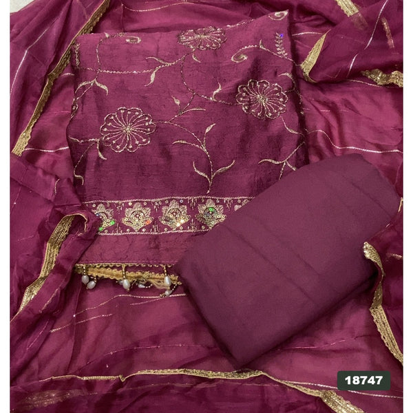 Crush Silk Embroidery Suit Set