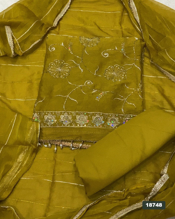 Crush Silk Embroidery Suit Set