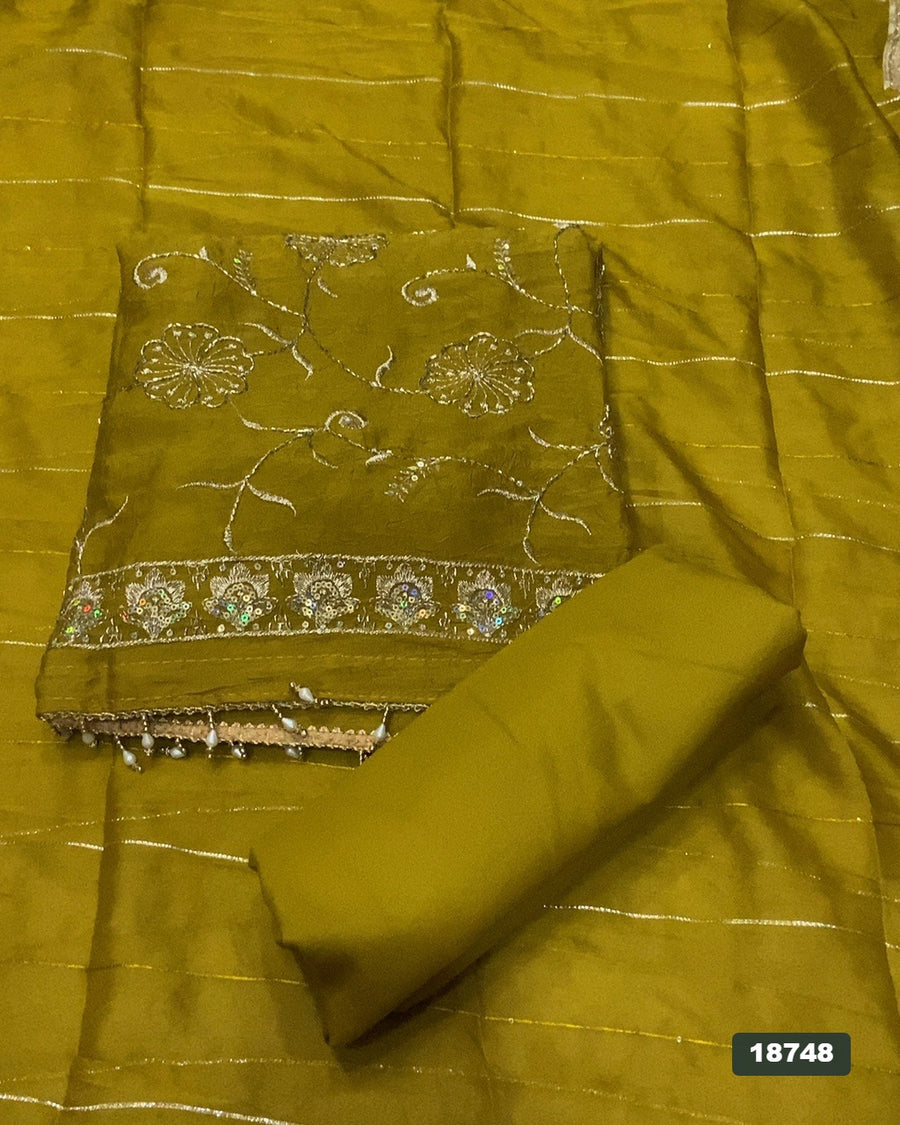 Crush Silk Embroidery Suit Set