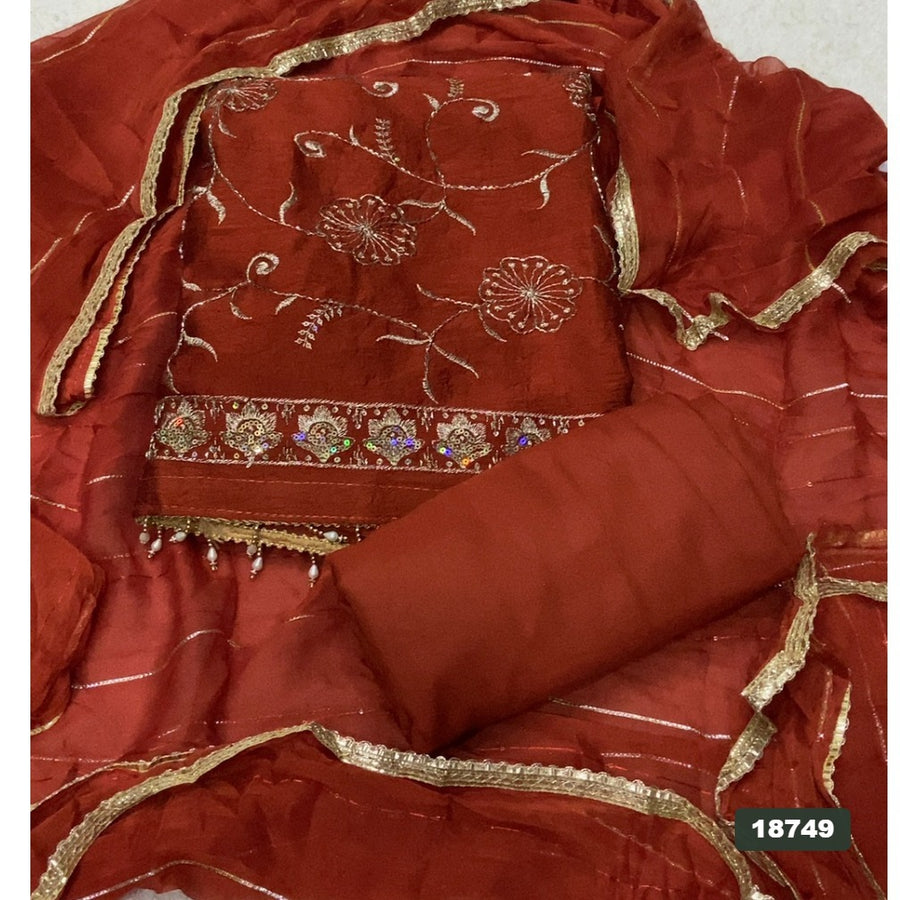 Crush Silk Embroidery Suit Set