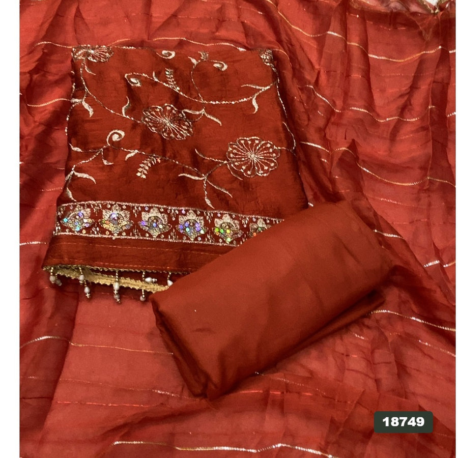 Crush Silk Embroidery Suit Set