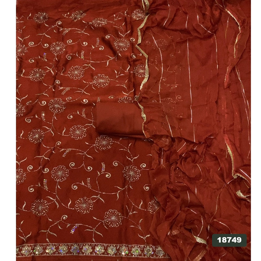 Crush Silk Embroidery Suit Set