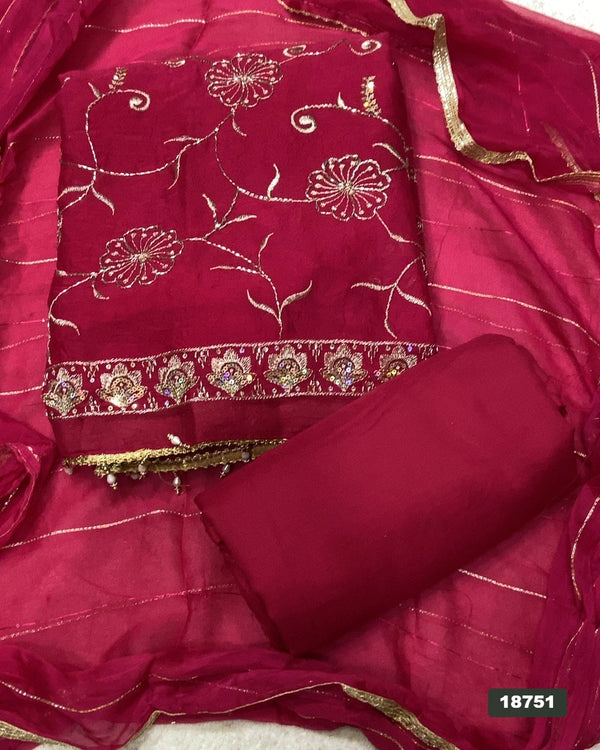 Crush Silk Embroidery Suit Set
