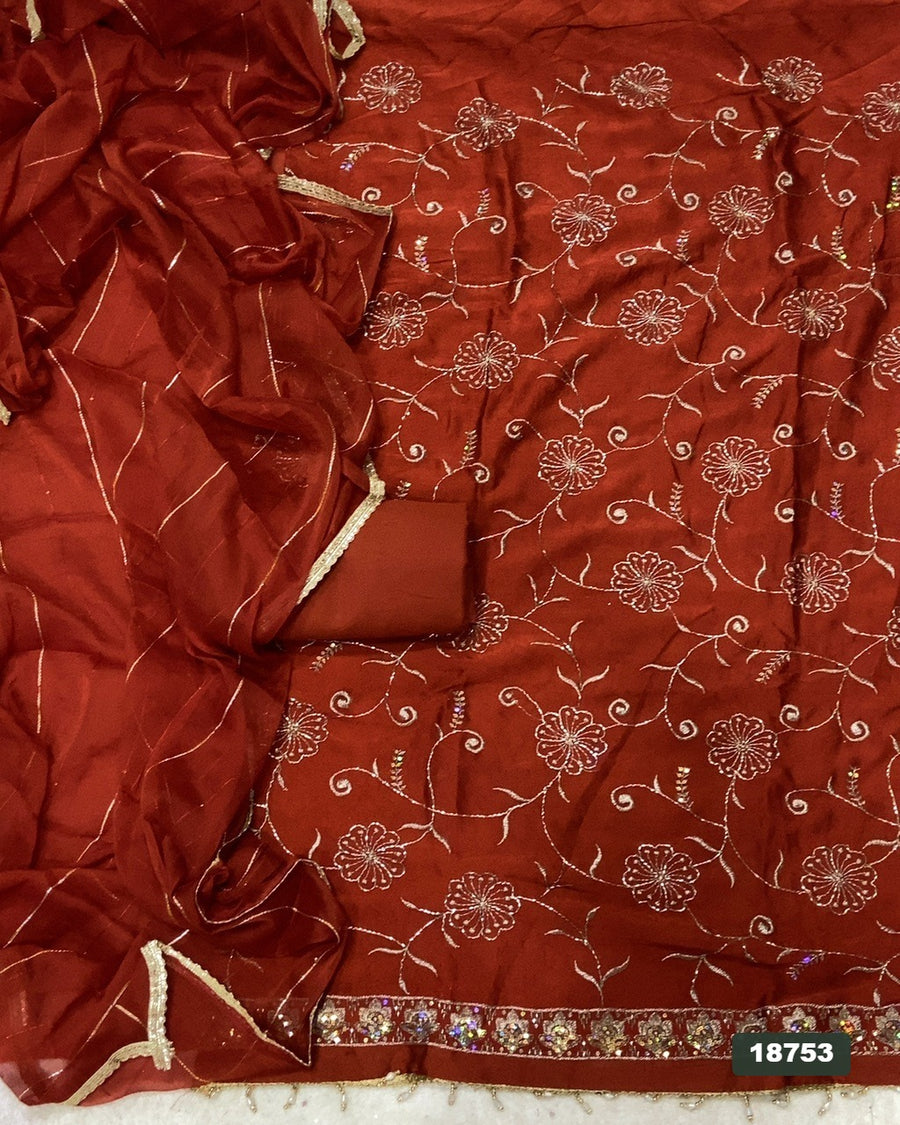 Crush Silk Embroidery Suit Set