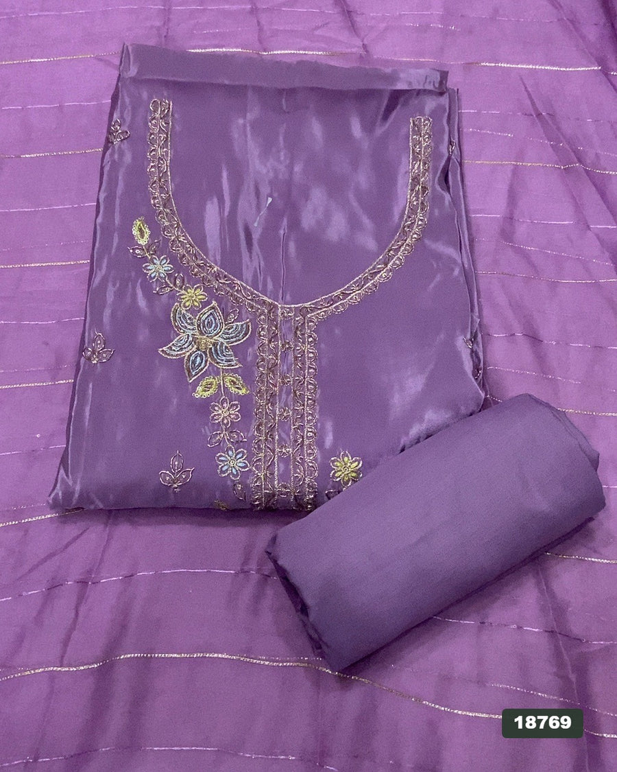 Glass Organza Silk Embroidery Suit Set
