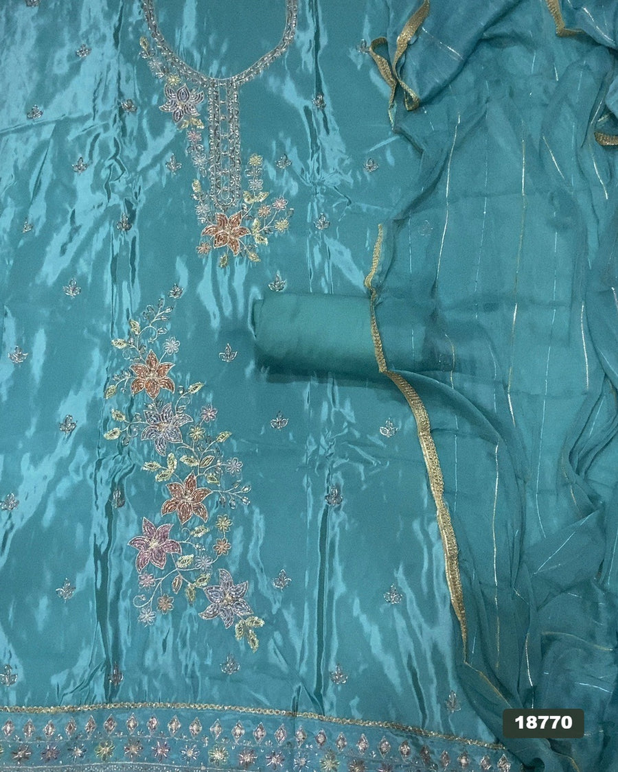Glass Organza Silk Embroidery Suit Set