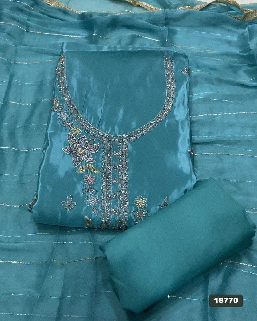 Glass Organza Silk Embroidery Suit Set