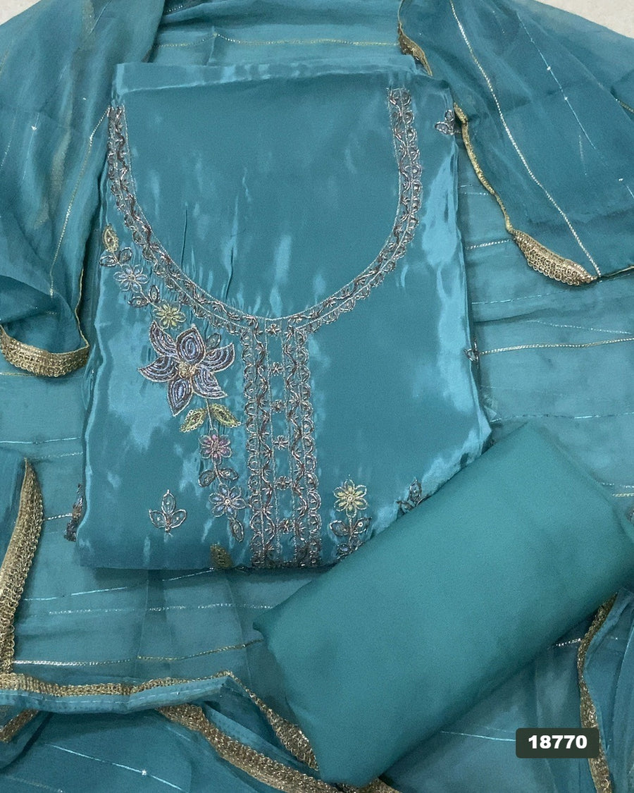Glass Organza Silk Embroidery Suit Set