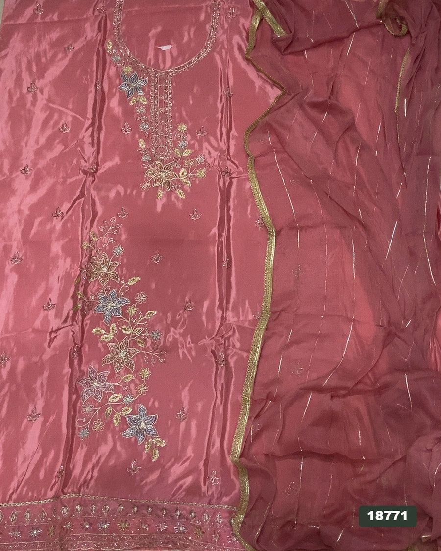 Glass Organza Silk Embroidery Suit Set